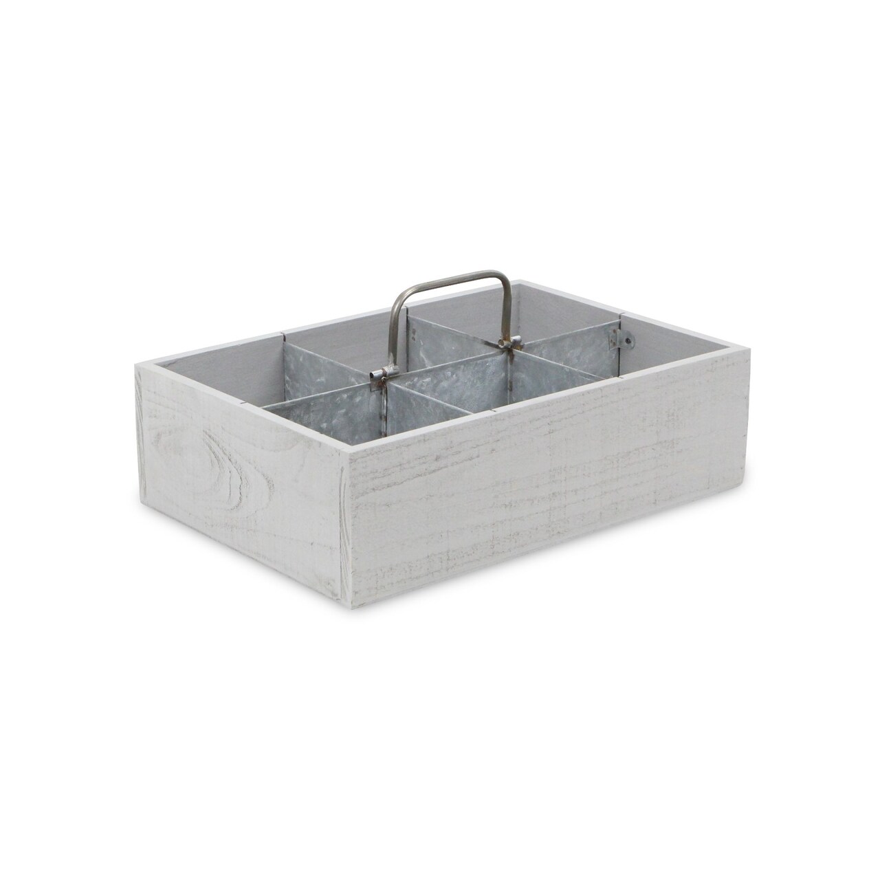 Contemporary Home Living 15" Gray Six Compartment Caddy with Divider and Center Handle